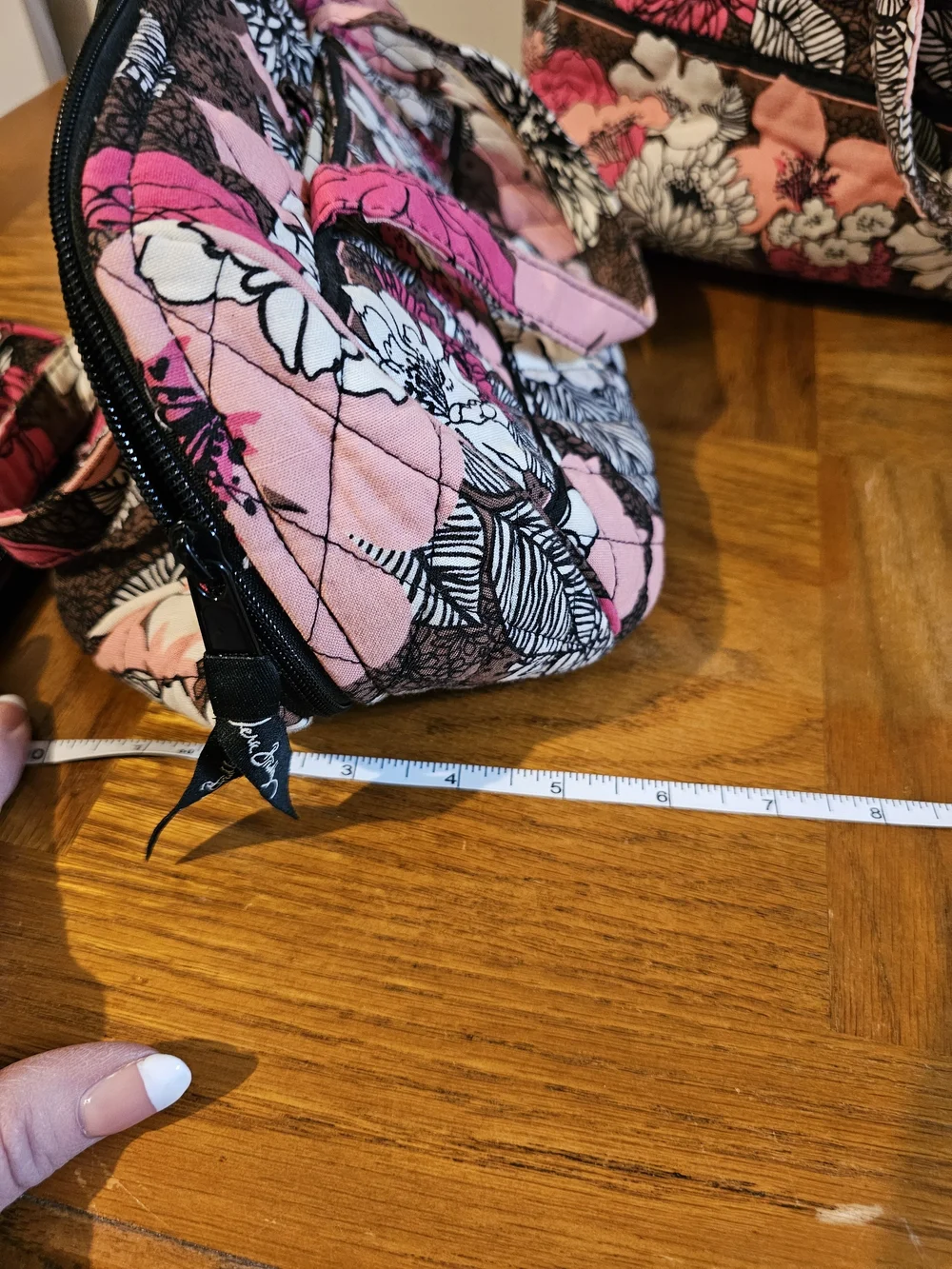 Vera Bradley Pink Black Floral Quilted Cosmetic Tote